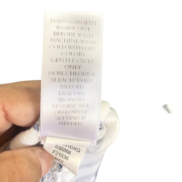 Artesia Boho Blue Stripe Embroidered Short Sleeve V-Neck Flowy Dress Size XL - Picture 7 of 8